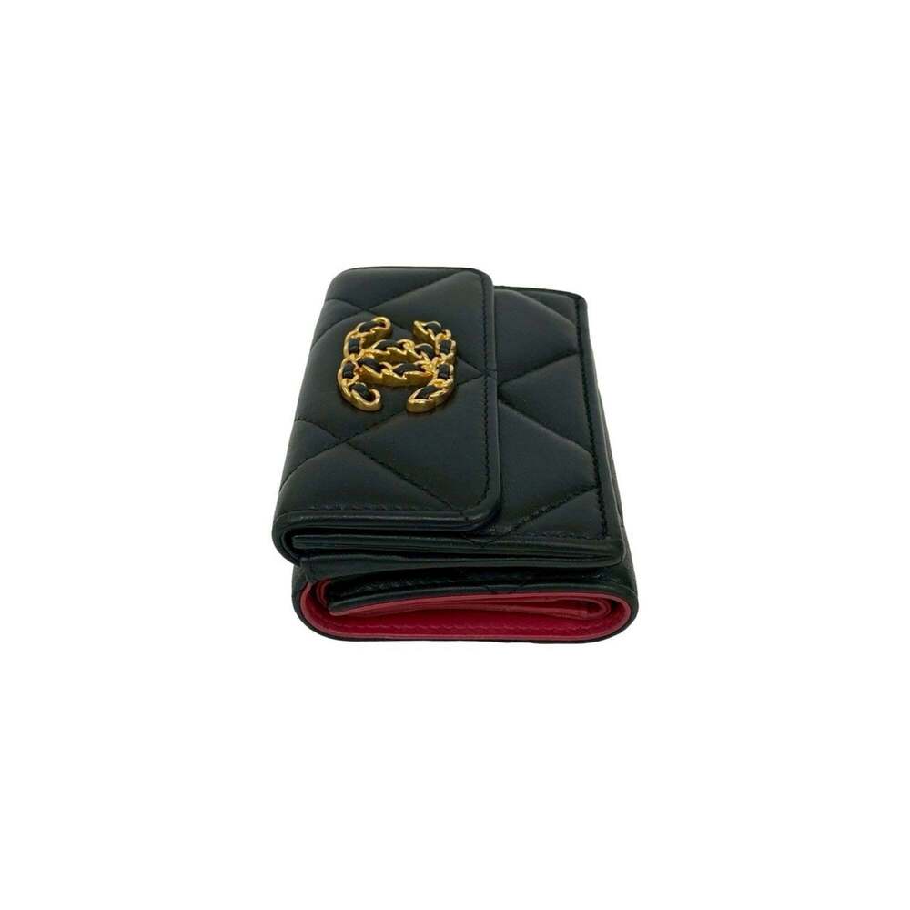 CHANEL Authentic Black Lambskin Leather Logo Wallet - Picture 5 of 10